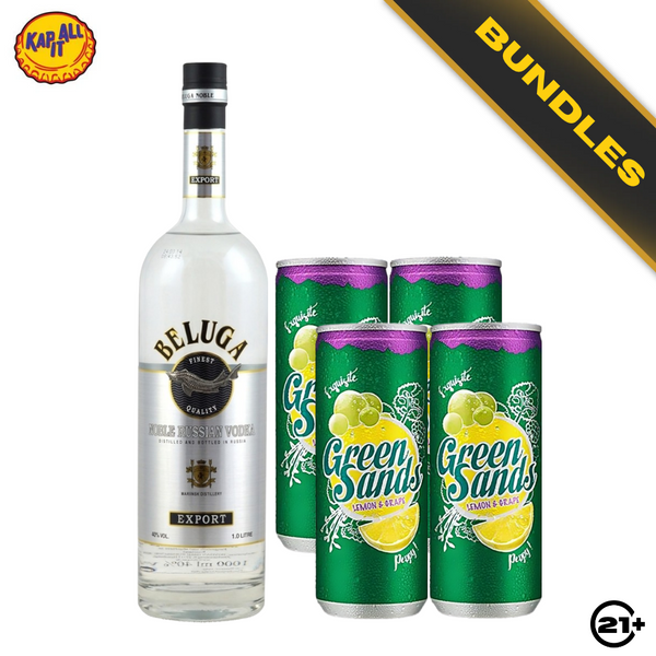 Bundles Beluga Vodka Noble 700ml + 4 Green Sands Grape Lemon Can 250ml