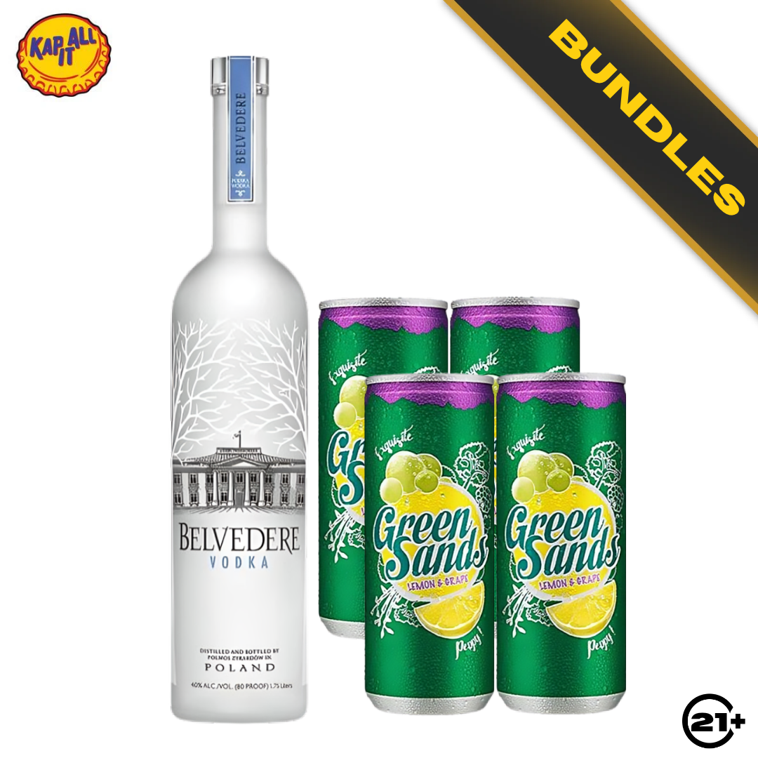Bundles Belvedere Vodka 700ml + 4 Green Sands Grape Lemon Can 250ml