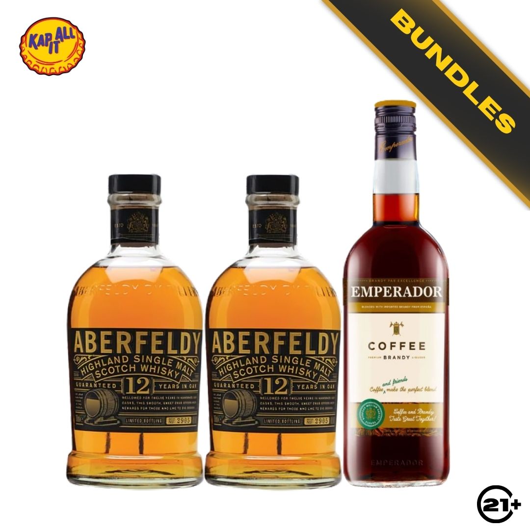 Bundles 2 Aberfeldy 12 YO Single Malt Scotch Whisky 700ml + Emperador Coffee Brandy Liqueur 750ml