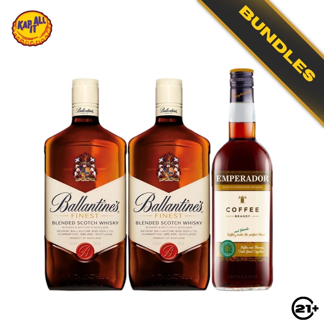 Bundles 2 Ballantine's Finest Blended Scotch Whisky 700ml + Emperador Coffee Brandy Liqueur 750ml