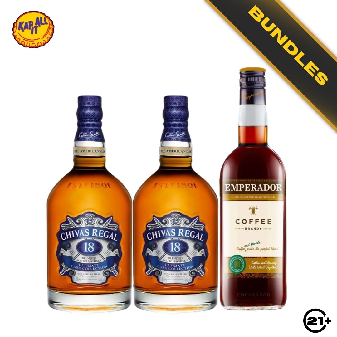 Bundles 2 Chivas Regal 18 YO Blended Scotch Whisky 700ml + Emperador Coffee Brandy Liqueur 750ml