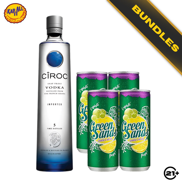 Bundles Ciroc Vodka 750ml + Green Sands Grape Lemon Can 250ml