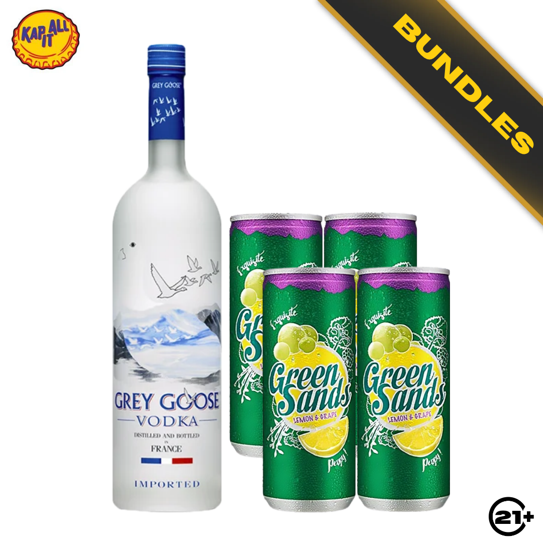 Bundles Grey Goose Vodka 750ml + Green Sands Grape Lemon Can 250ml
