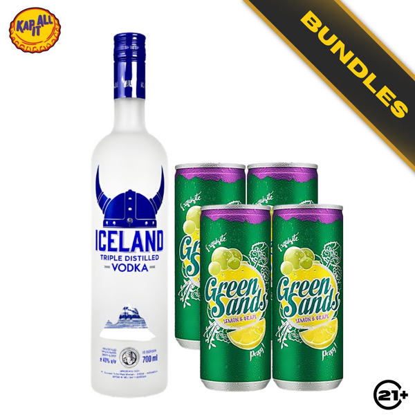 Bundles Iceland Original Vodka 700ml + Green Sands Grape Lemon Can 250ml