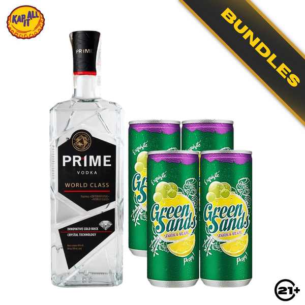 Bundles Prime World Class Vodka 700ml + Green Sands Grape Lemon Can 250ml