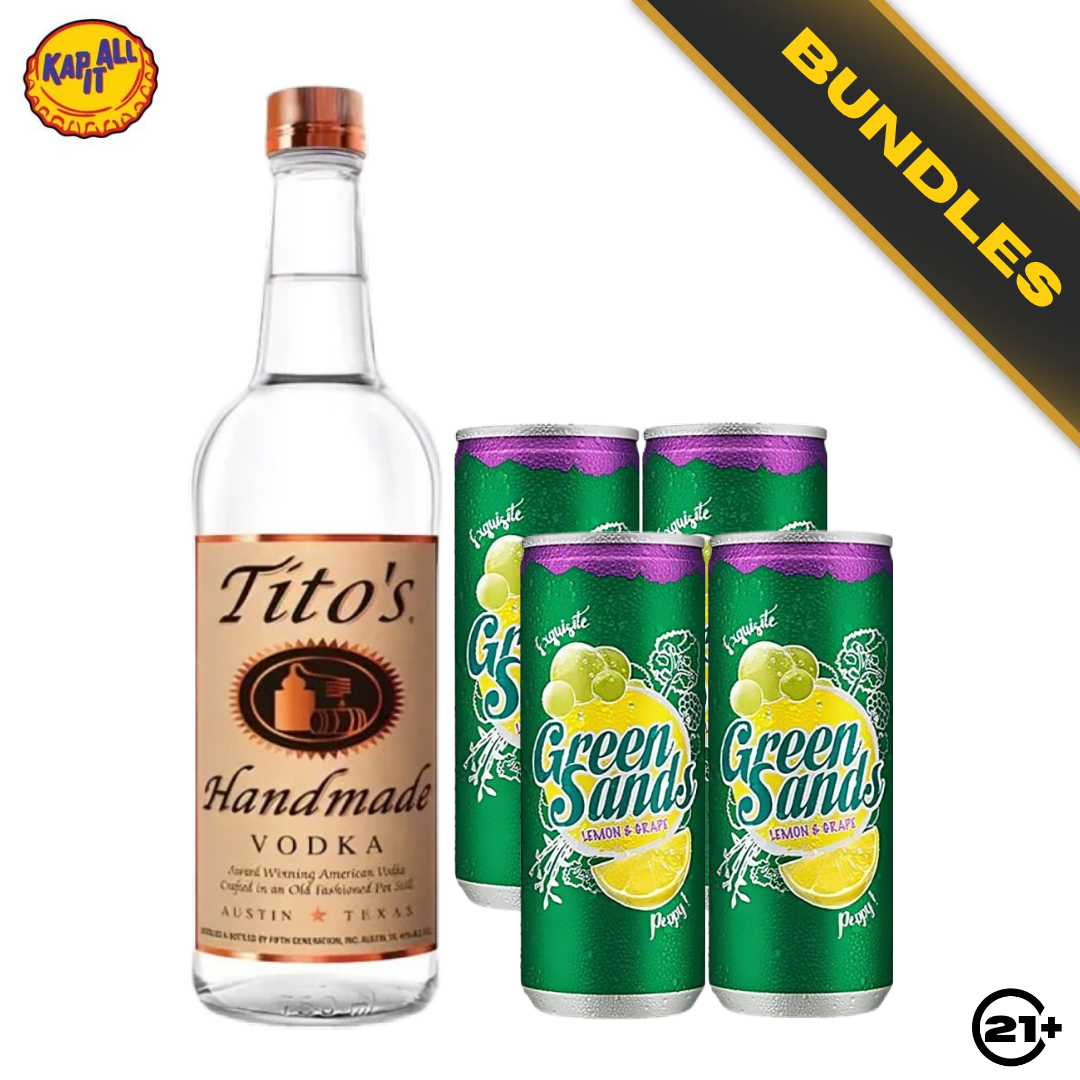 Bundles Tito's Handmade Vodka 750ml + Green Sands Grape Lemon Can 250ml