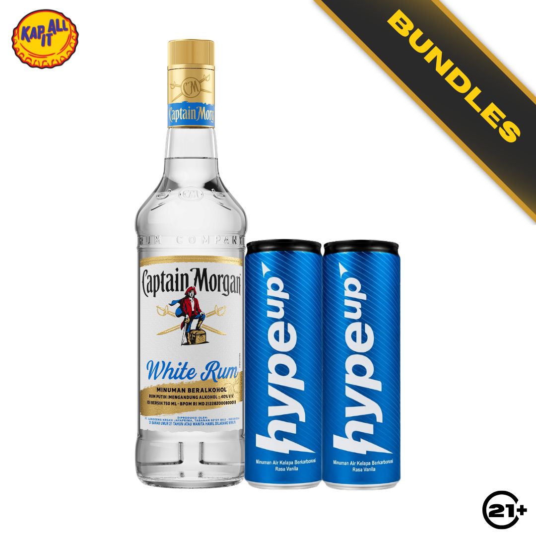 Tropical Protein Highball Kit - Captain Morgan White Rum 750ml + 2 HypeUp Spark Coco With Vanilla 250ml