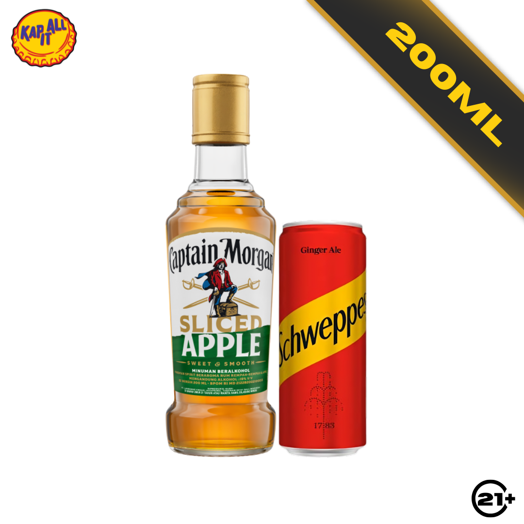 Bundling Captain Morgan Sliced Apple 200ml + Schweppes Ginger Ale 250ml