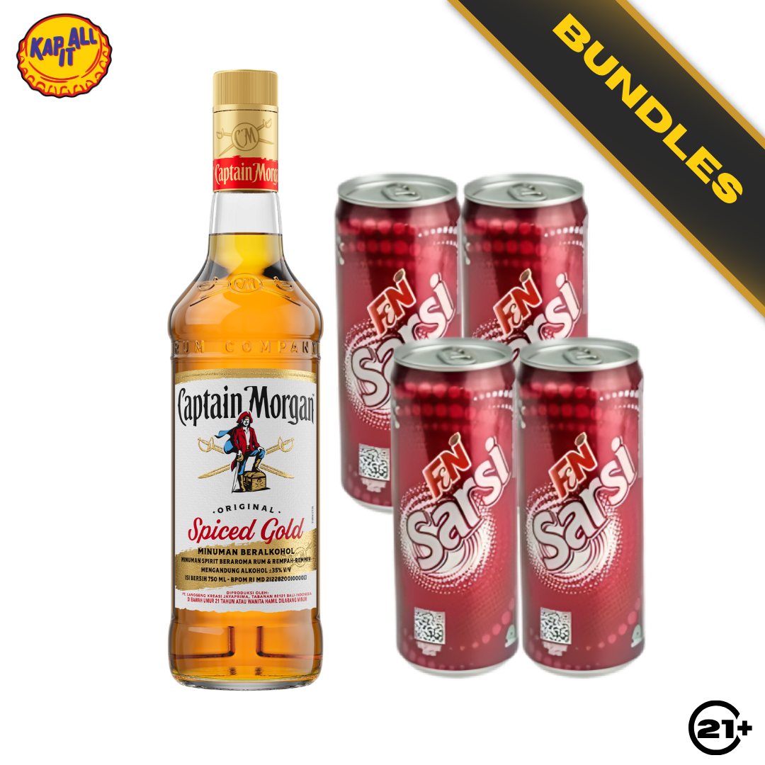 Dirty Sarsi Classic - Captain Morgan Original Spiced Gold Rum 750ml + F&N Sarsi Sarsaparilla 325ml