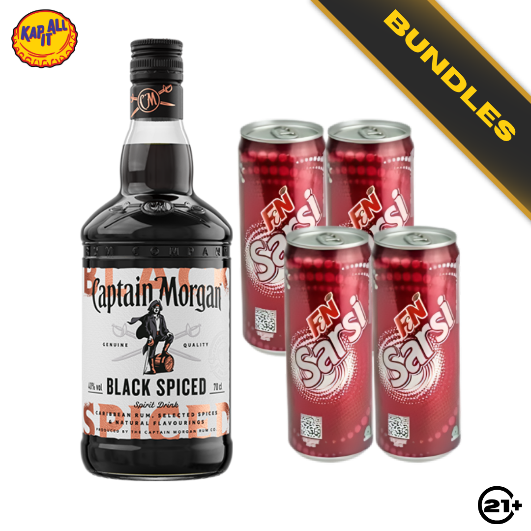 Highball Sarsi Storm - Captain Morgan Black Spiced Rum 700ml + F&N Sarsi Sarsaparilla 325ml