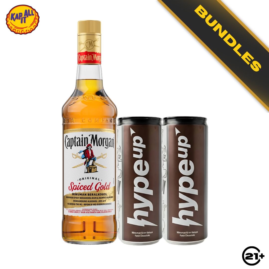 Chocolate Nightcap Kit - Captain Morgan Original Spiced Gold Rum 750ml + 2 HypeUp Coconut Cream Chocolate Drink 230ml