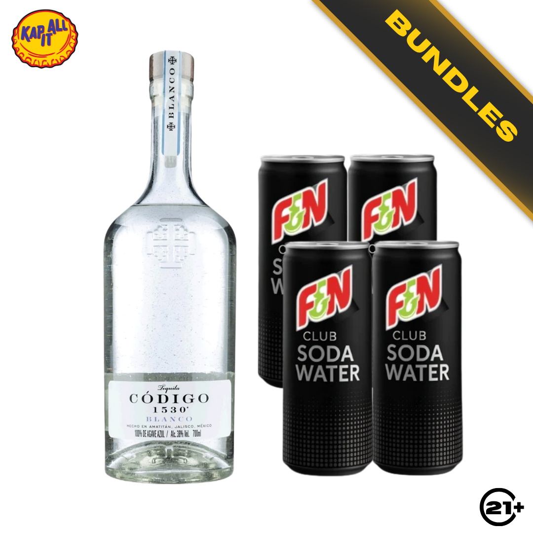 Tequila Soda Pack - Codigo 1530 Blanco Tequila 750ml + F&N Club Soda Water 325ml