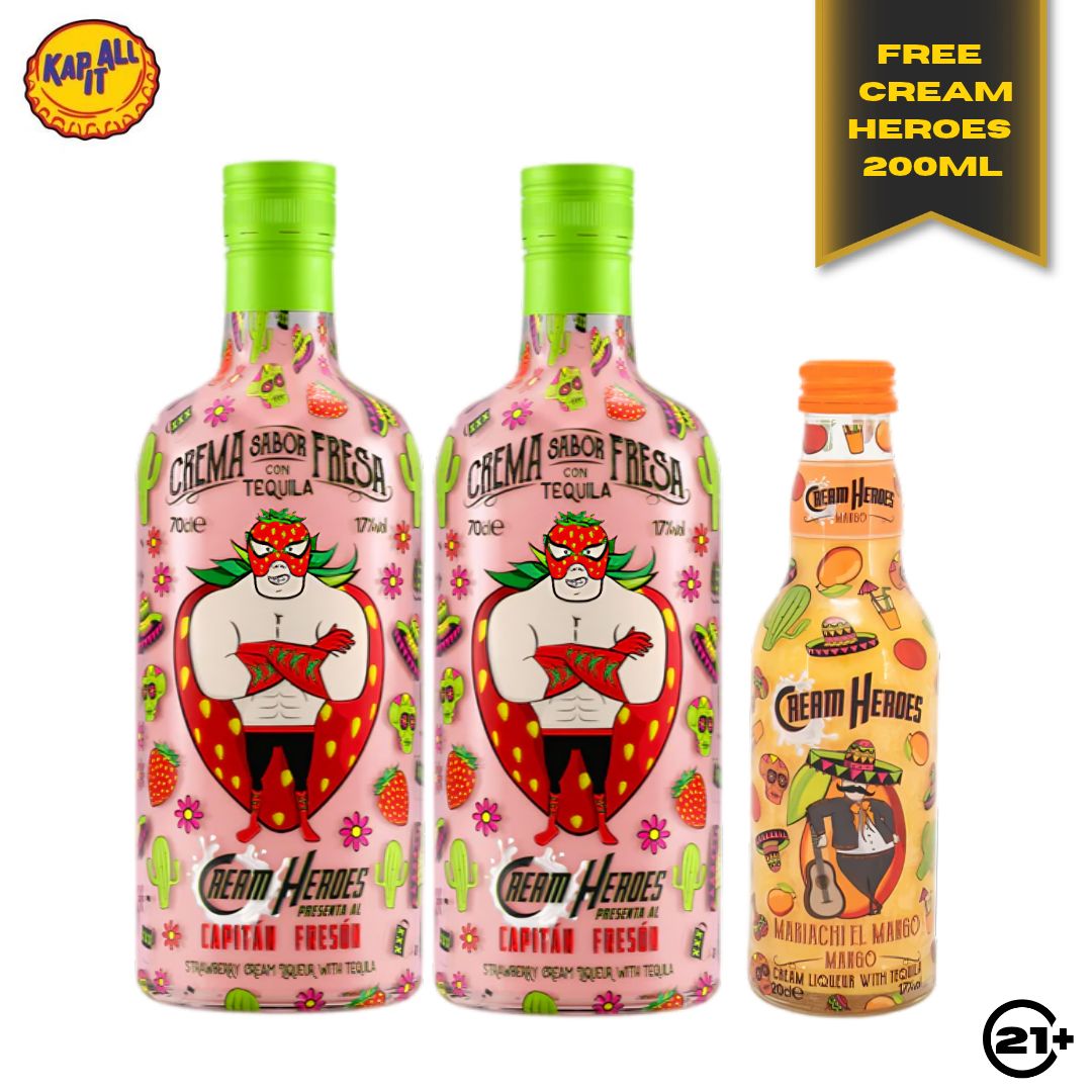 Bundles 2 Cream Heroes Capitan Freson Strawberry 700ml + Free 1 Cream Heroes Mango 200ml