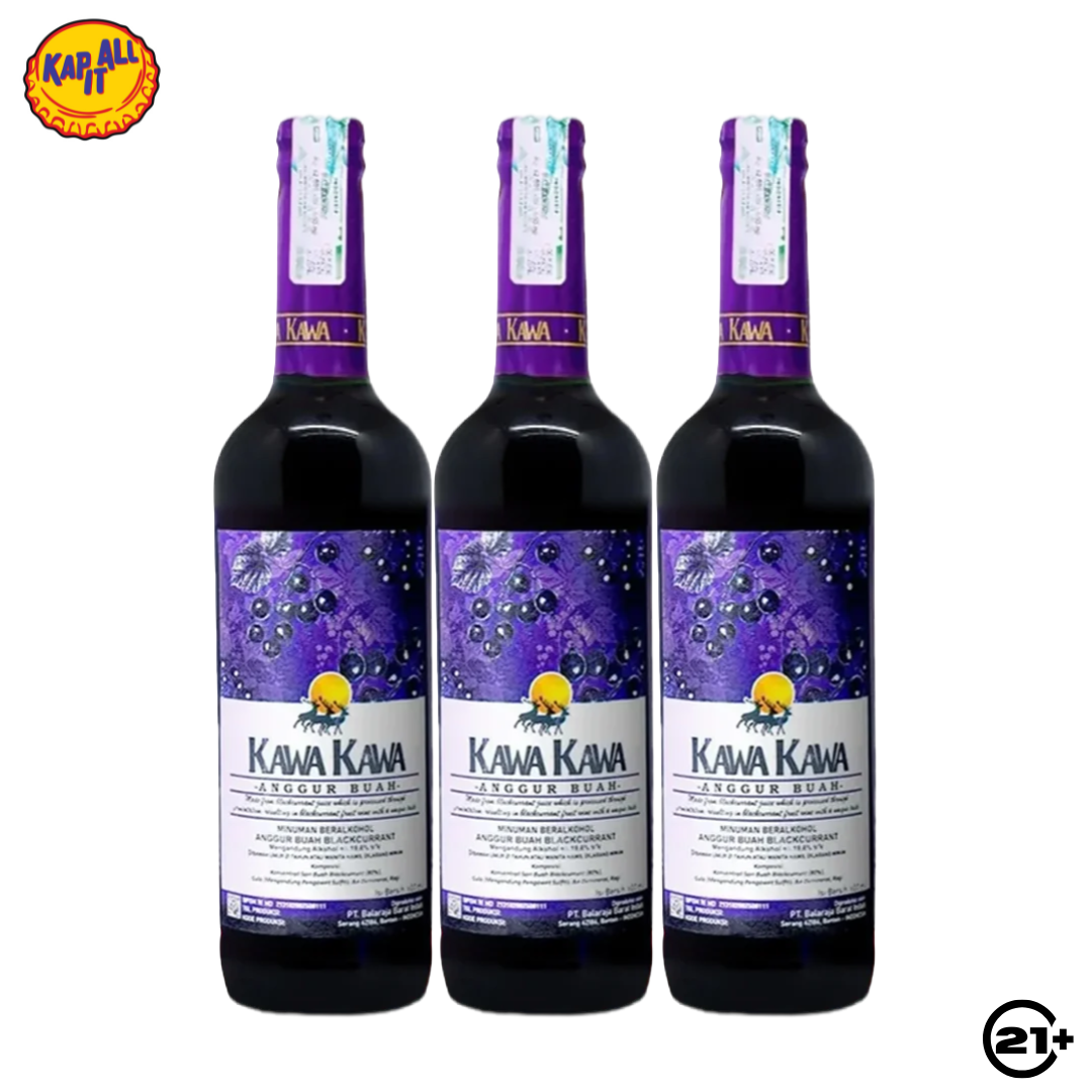 Paket Anggur Blackcurrant Kawa Kawa 600ml -3 Botol