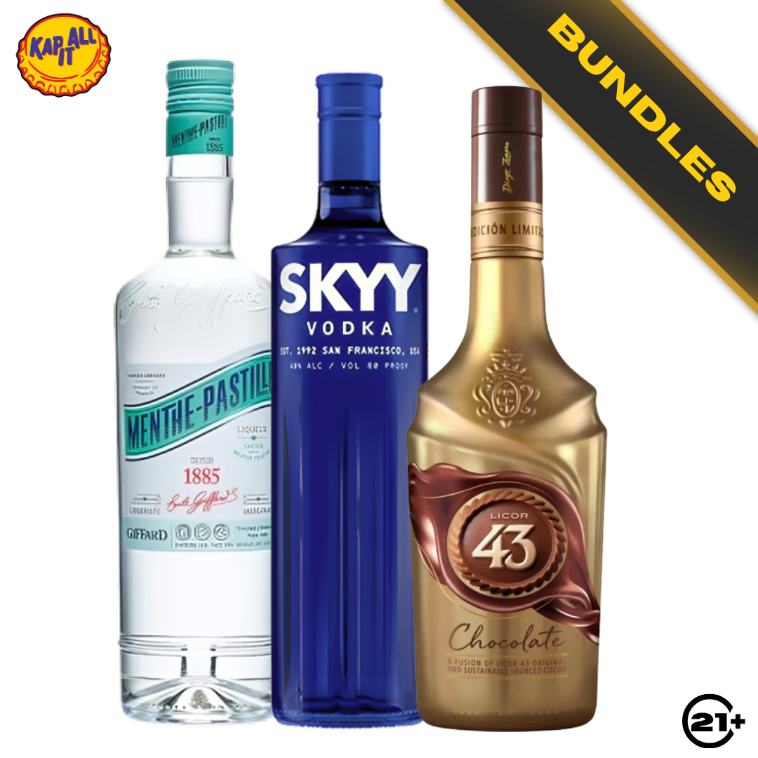Mint Chocolate Martini Kit - Skyy Vodka Original 750ml + Licor 43 Chocolate Liqueur 700ml + Giffard Menthe Pastille 700ml