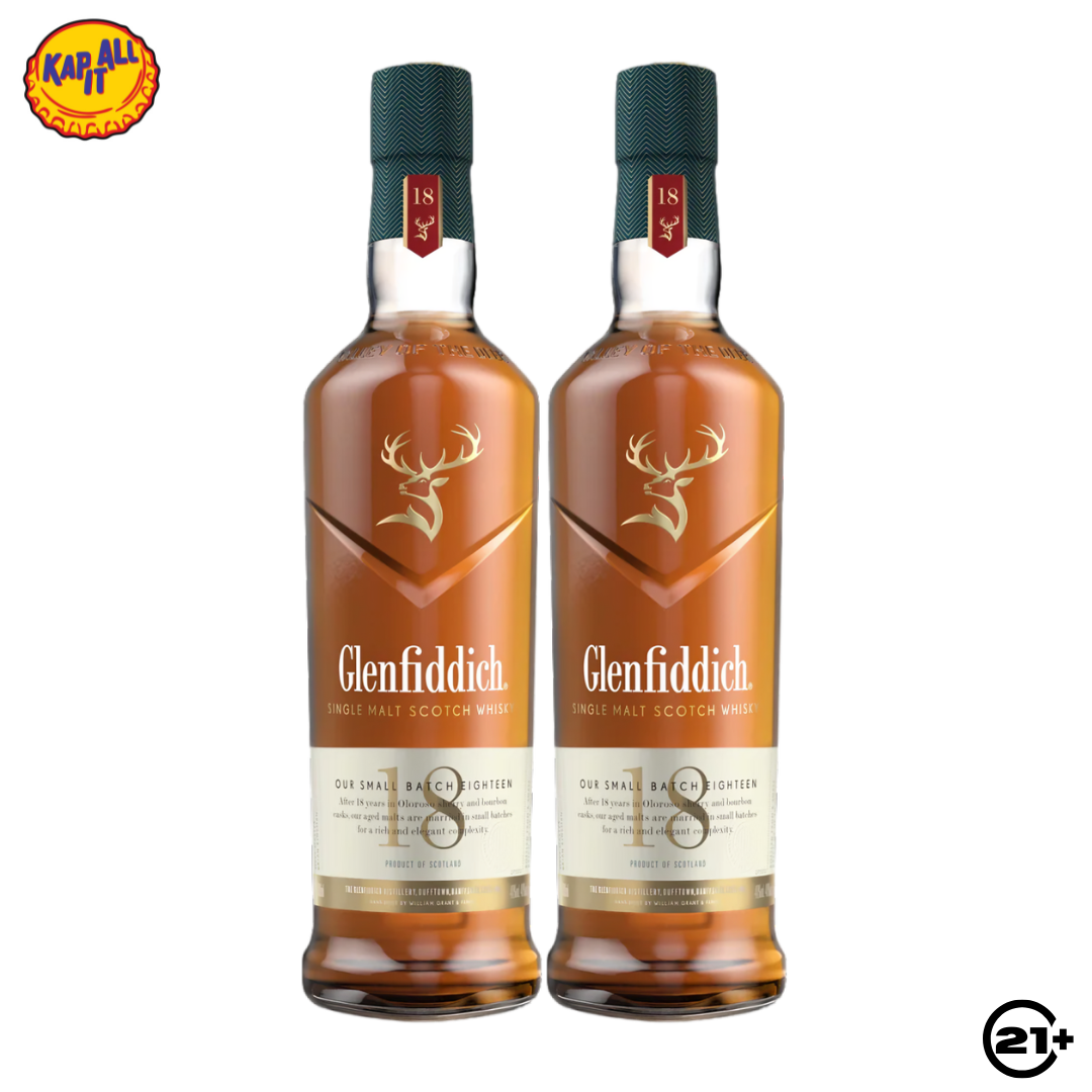Paket Glenfiddich 18 YO Single Malt Scotch Whisky 700ml - 2 Bottles