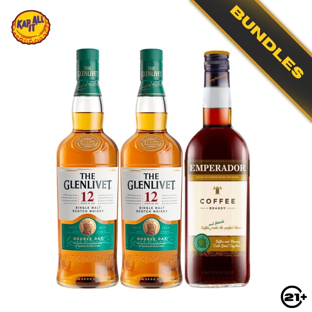 Bundles 2 The Glenlivet 12 YO Single Malt Scotch Whisky 700ml + Emperador Coffee Brandy Liqueur 750ml