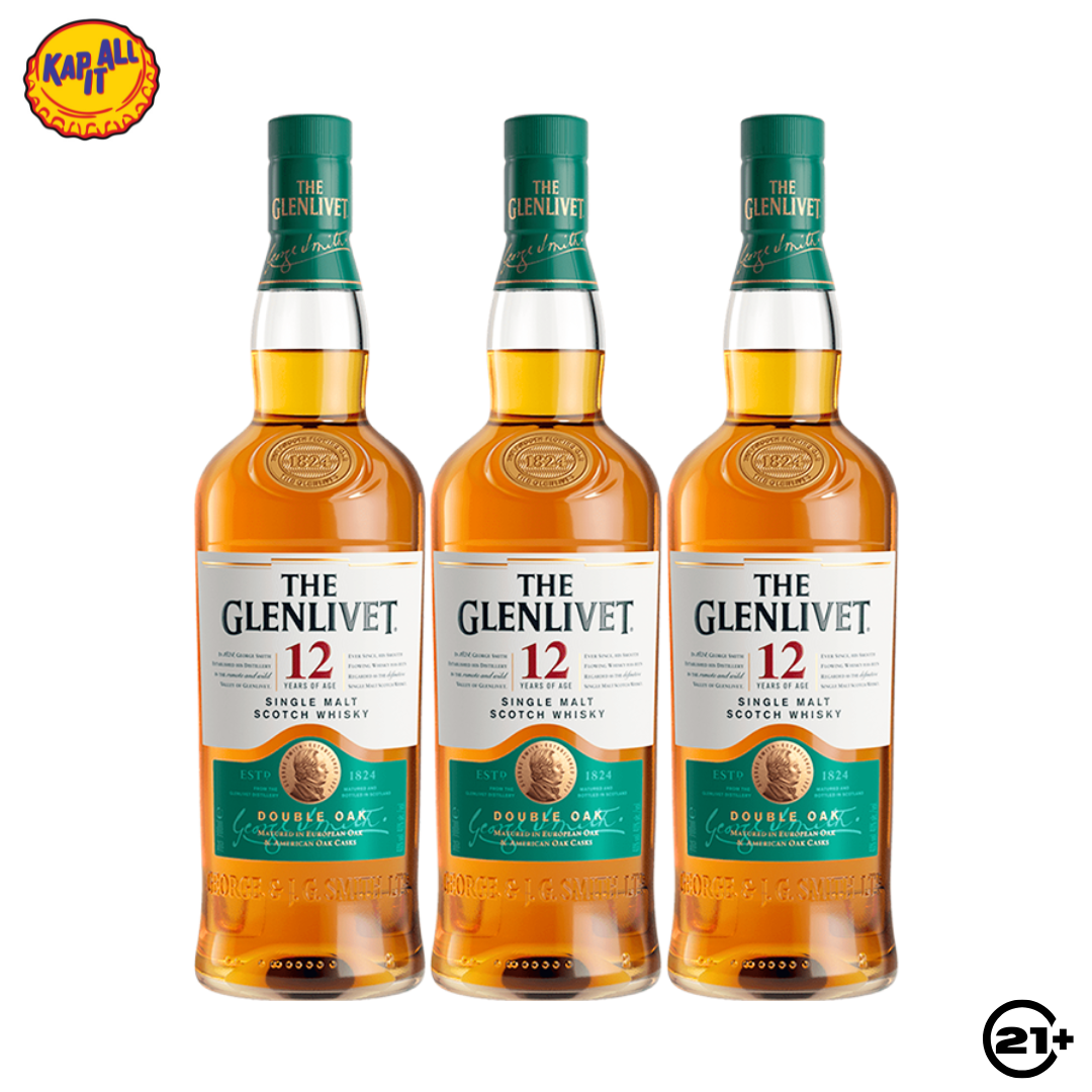 Triple The Glenlivet 12 YO Single Malt Scotch Whisky 700ml - 3 Bottles