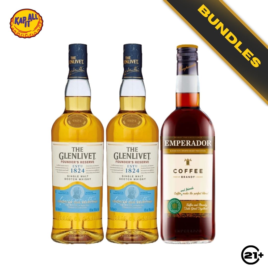 Bundles 2 The Glenlivet Founder's Reserve Single Malt Scotch Whisky 700ml + Emperador Coffee Brandy Liqueur 750ml
