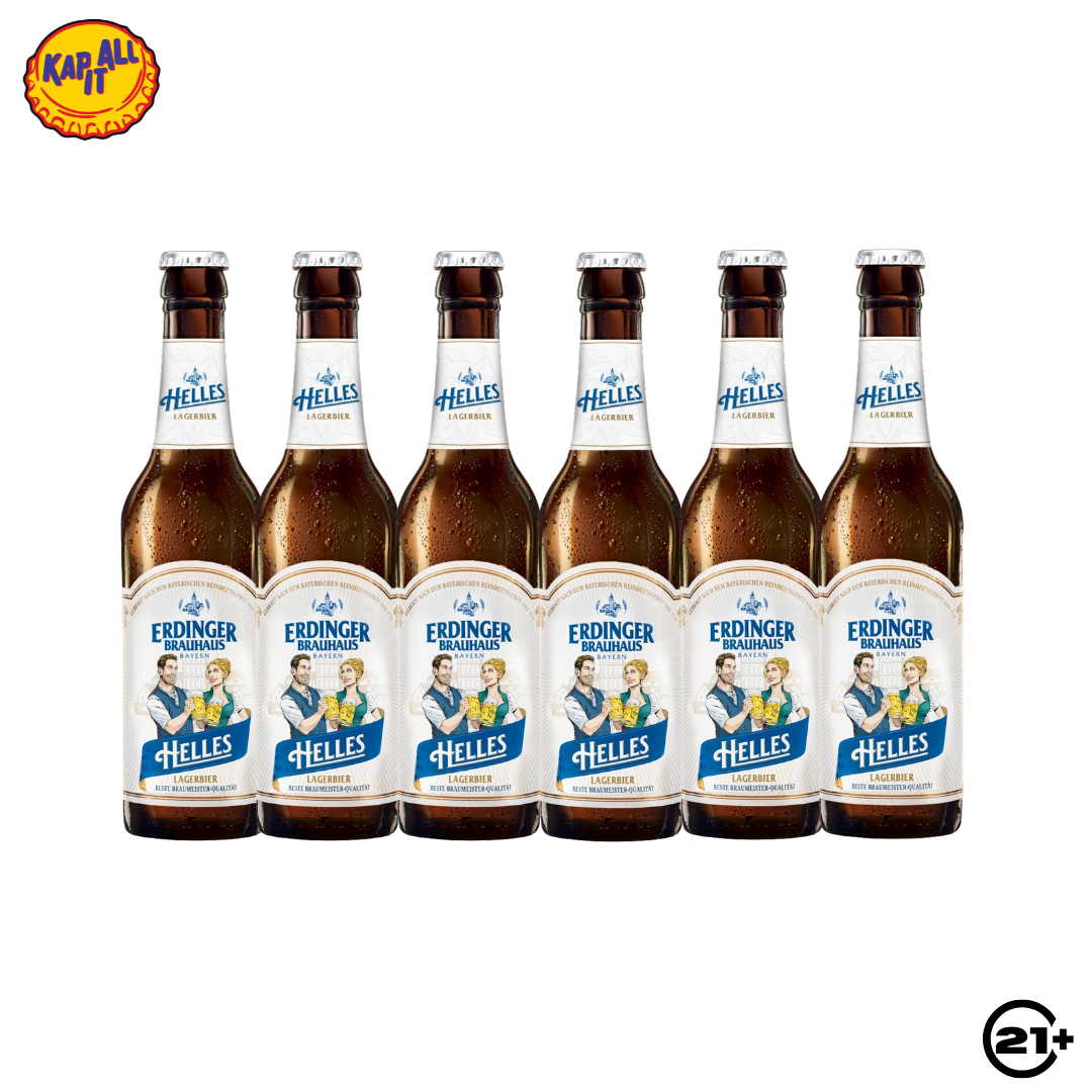 PAKET BEER ERDINGER BRAUHAUS HELLES LAGER PINT 330ml - 6 BOTTLES