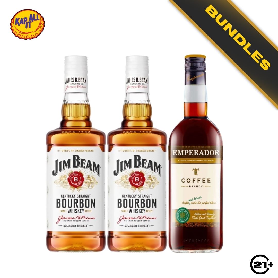 Bundles 2 Jim Beam White Bourbon Whiskey 700ml + Emperador Coffee Brandy Liqueur 750ml