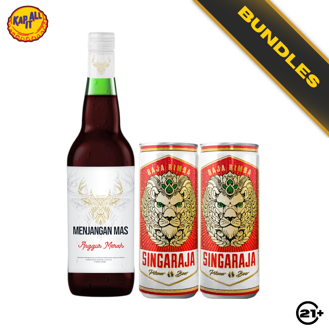 Bundles Abidin - Menjangan Mas Anggur Merah 600ml + Singaraja Beer Can 320ml