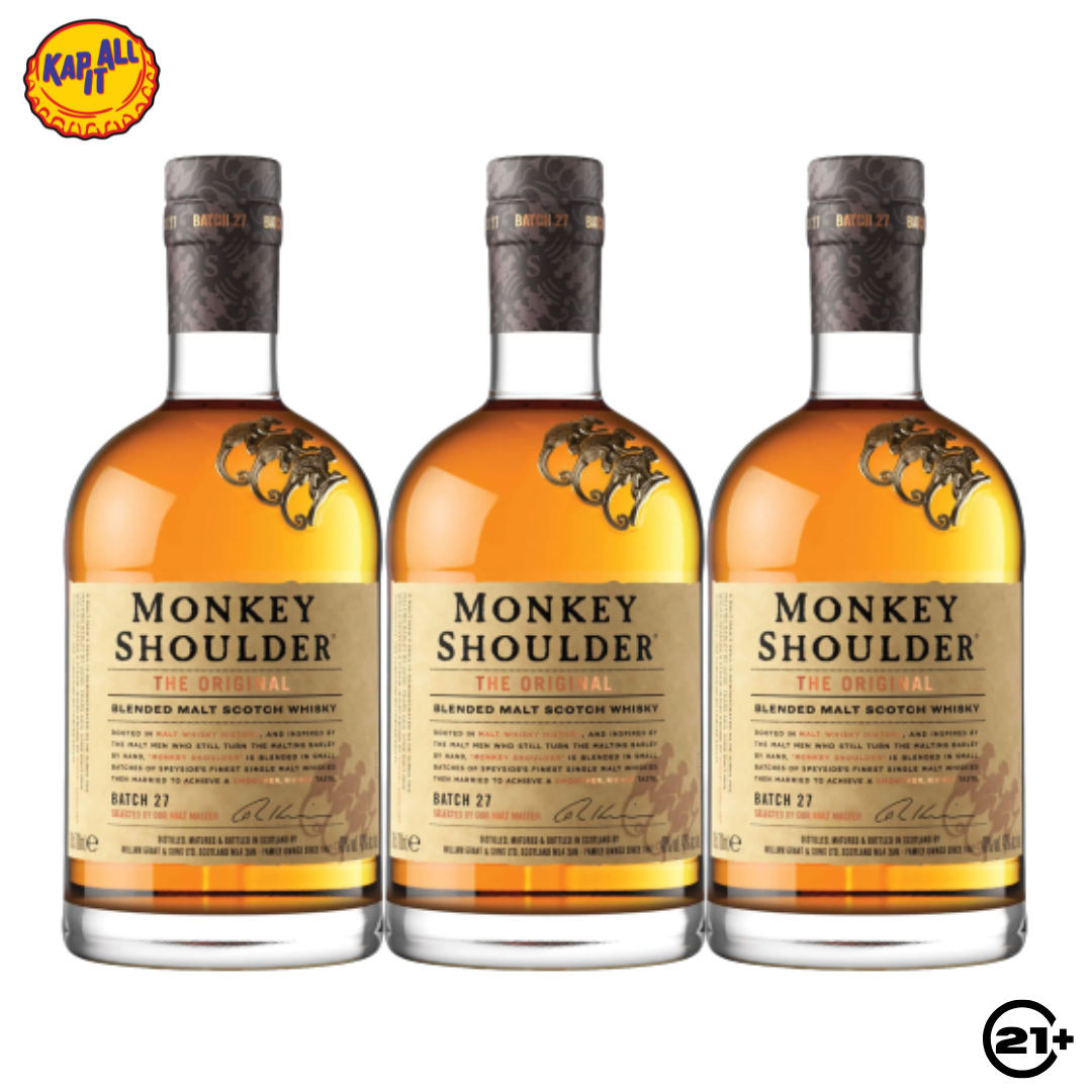 Triple Monkey Shoulder Blended Malt Scotch Whisky 700ml - 3 Bottles