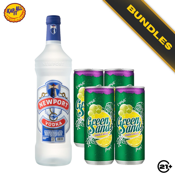 Bundles Newport Vodka Original 620ml + 4 Green Sands Grape Lemon Can 250ml