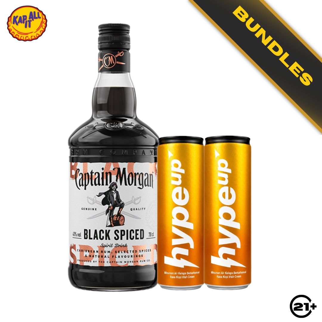 Protein Espresso Kit - Captain Morgan Black Spiced Rum 700ml + 2 HypeUp Spark Coco With Coffee 250ml