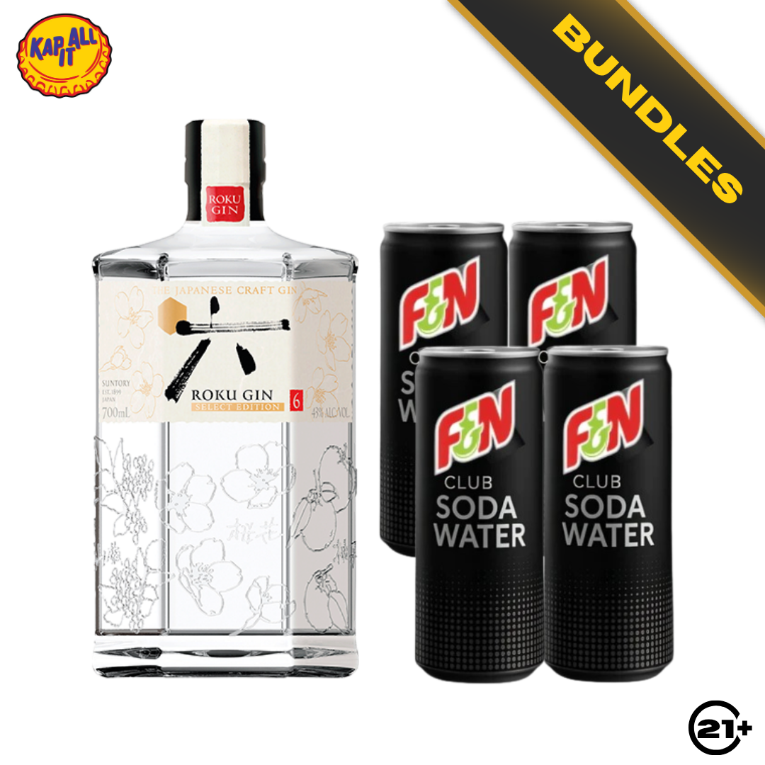 Clean Gin Set - Suntory Roku Japanese Craft Gin 700ml + F&N Club Soda Water 325ml