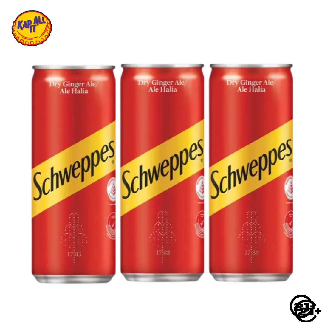 Triple Schweppes Dry Ginger Ale 250ml - 3 Cans