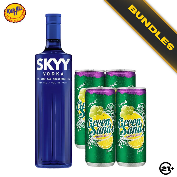 Bundles Skyy Vodka 750ml + 4 Green Sands Grape Lemon Can 250ml