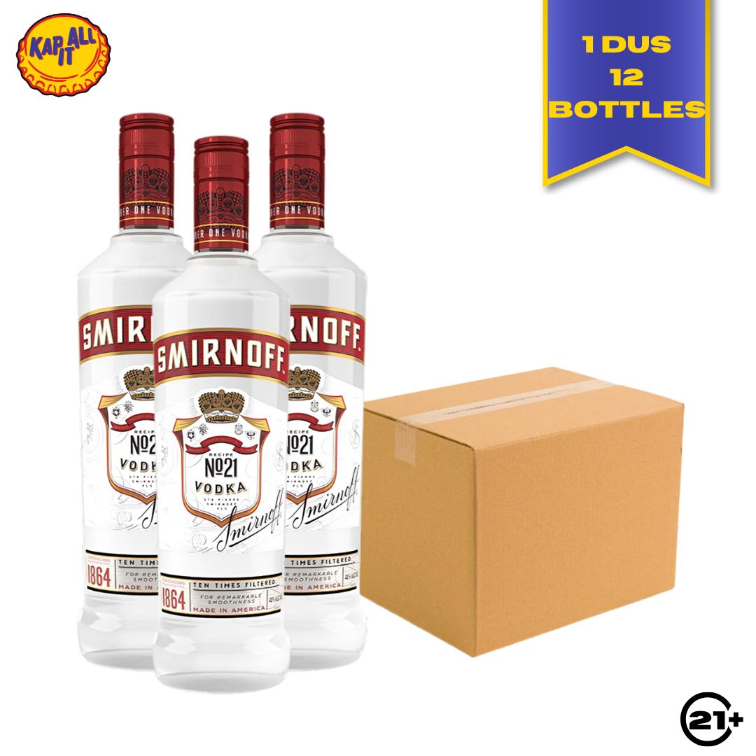 PAKET SMIRNOFF ORIGINAL RED VODKA 750ml - 1 DUS 12 BOTOL