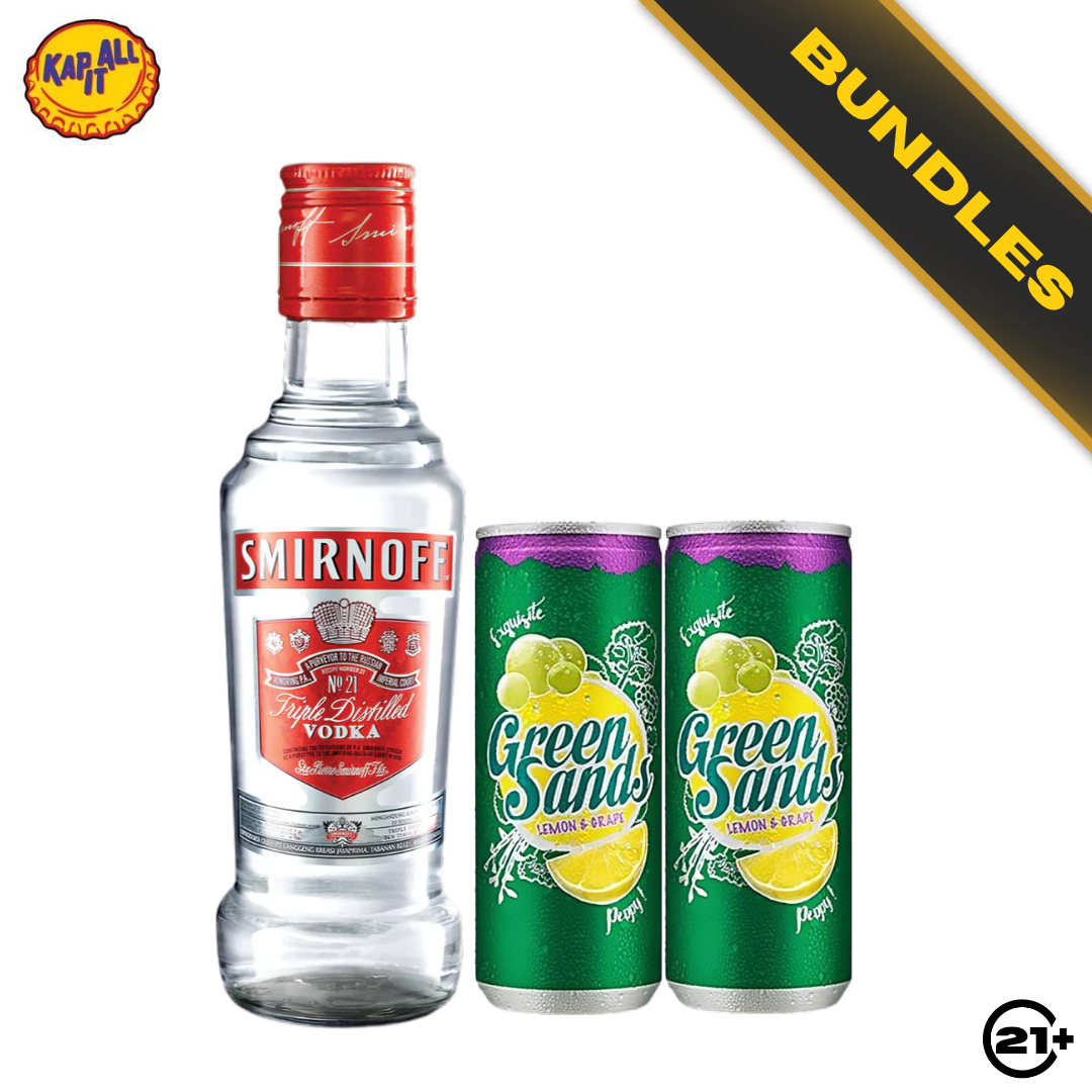 Bundles Smirnoff Original Vodka Red 200ml + 2 Green Sands Grape Lemon Can 250ml