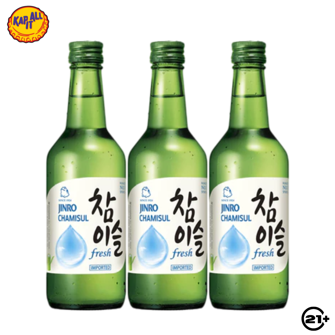 Triple Jinro Soju Chamisul Fresh Original 360ml - 3 Bottles