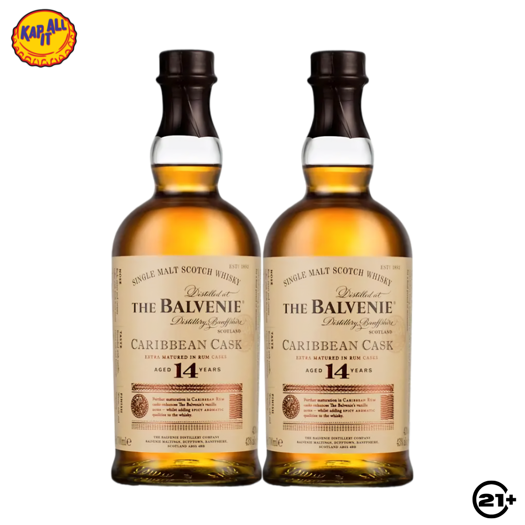 Paket The Balvenie 14 Years Old Caribbean Cask 700ml - 2 Bottles