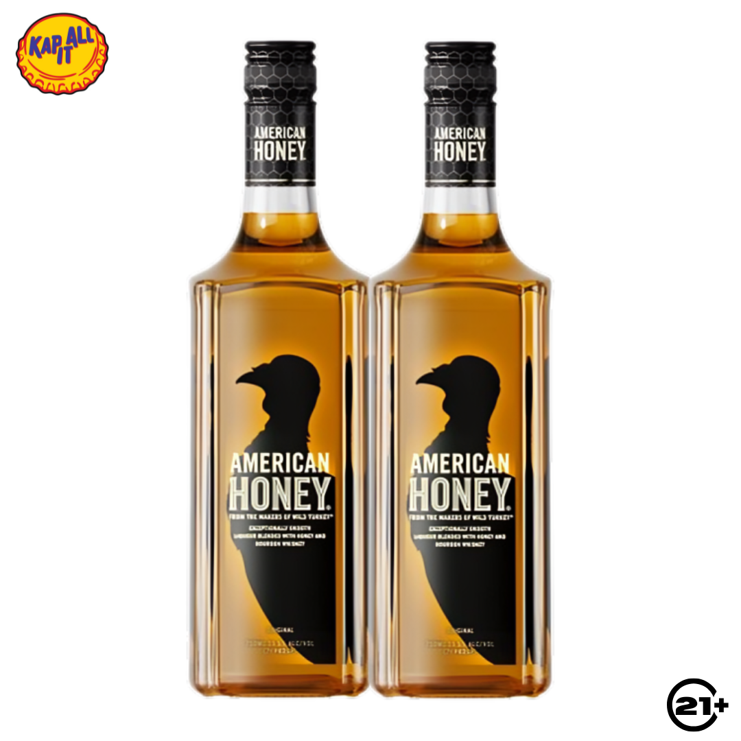 Twin Wild Turkey American Honey Bourbon Whiskey 700ml - 2 Bottles