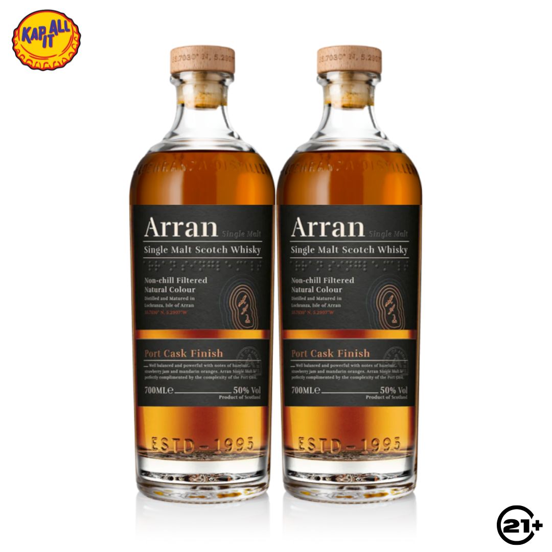 Twin Arran Port Cask Finish Single Malt Scotch Whisky 700ml - 2 Bottles