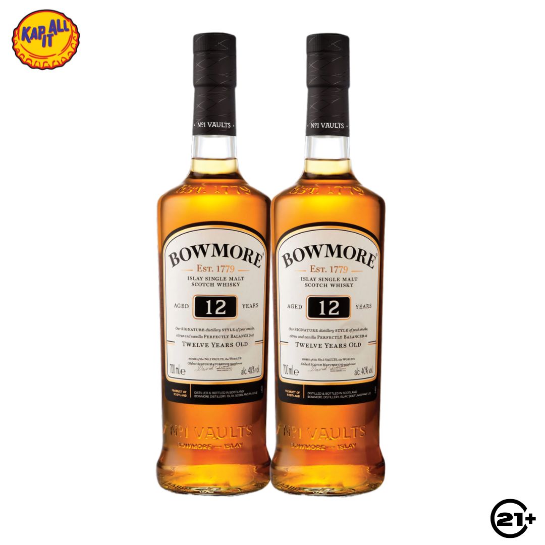 Twin Bowmore 12 YO Single Malt Scotch Whisky 700ml - 2 Bottles