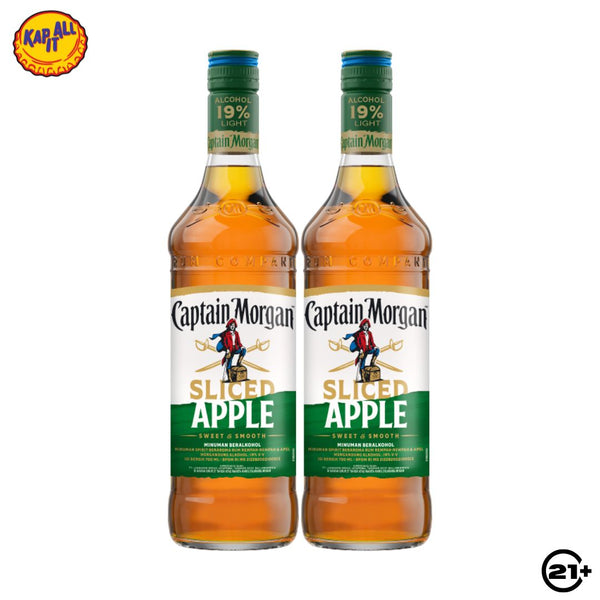 Twin Captain Morgan Sliced Apple Rum 700ml - 2 Bottles