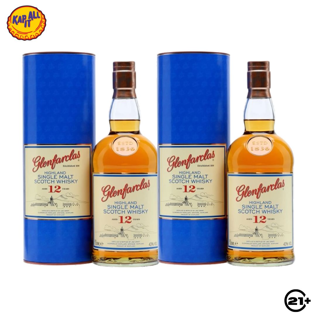 Twin Glenfarclas 12 YO Highland Single Malt Scotch Whisky 700ml - 2 Bottles