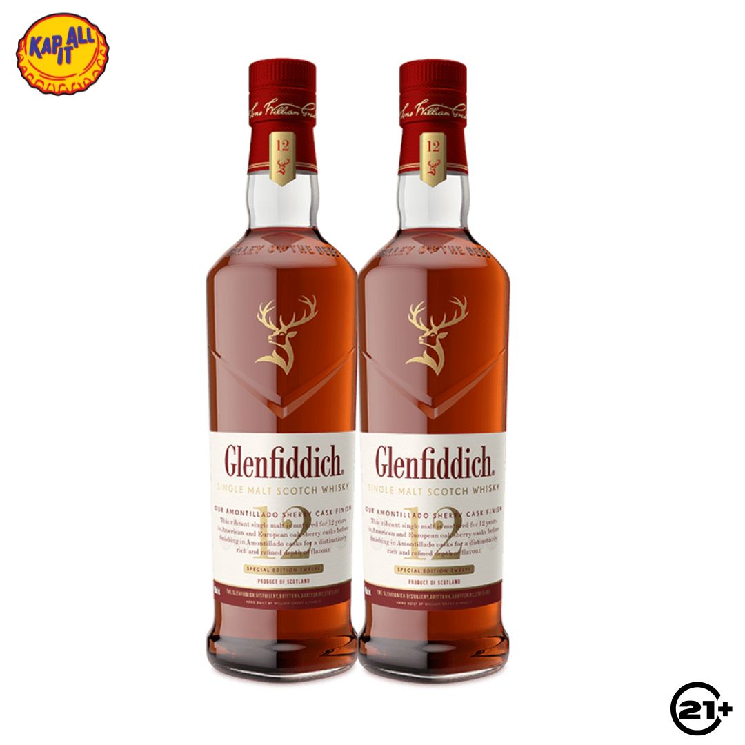 Twin Glenfiddich 12 YO Sherry Cask Single Malt Scotch Whisky 700ml - 2 Bottles