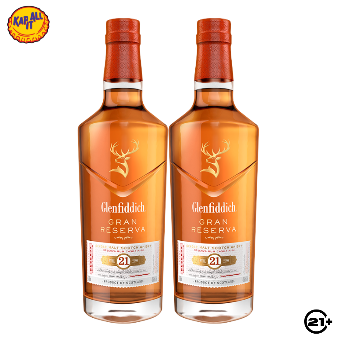 Twin Glenfiddich 21 YO Gran Reserva Single Malt Scotch Whisky 700ml - 2 Bottles
