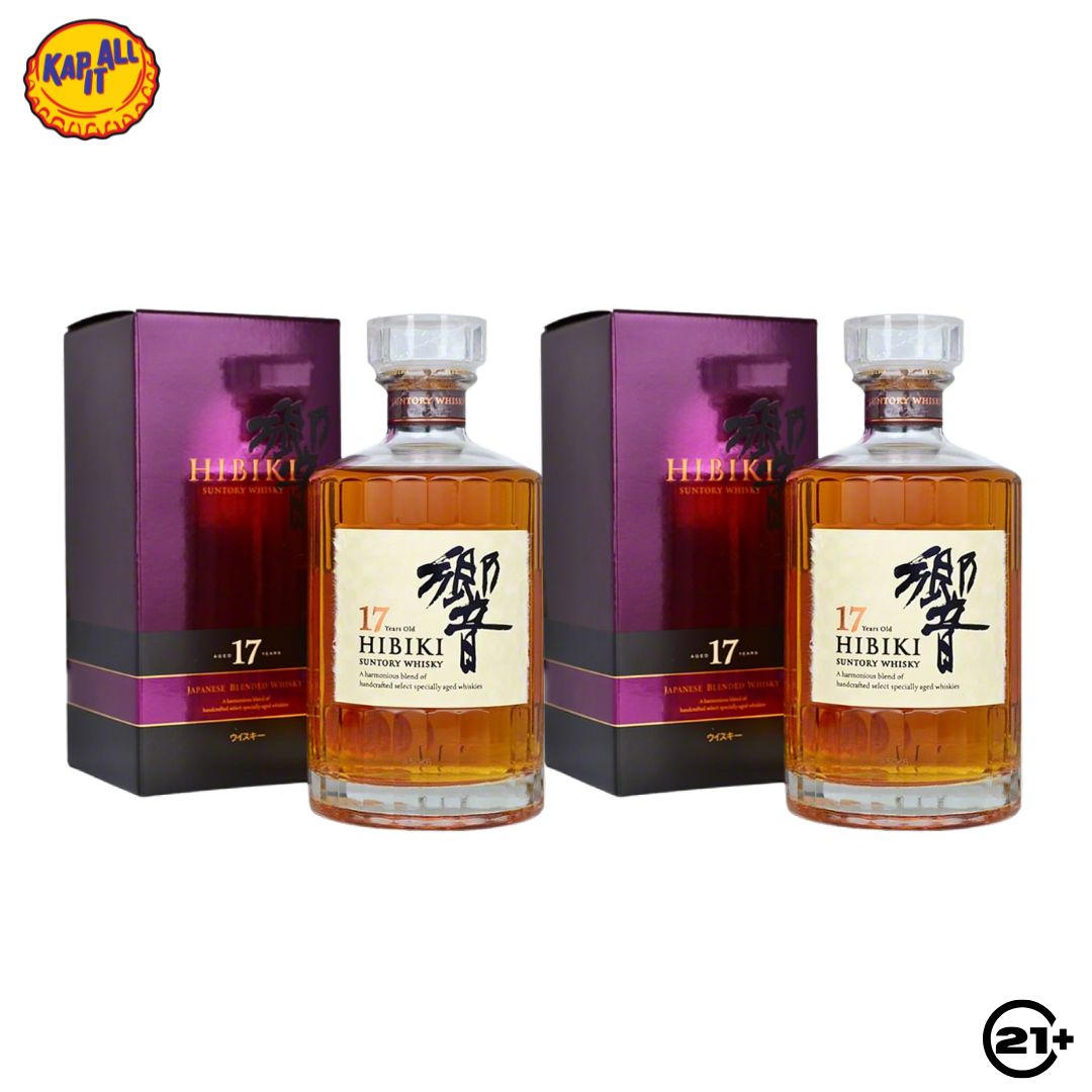 Twin Suntory Hibiki 17 YO Japanese Blended Whisky 700ml - 2 Bottles