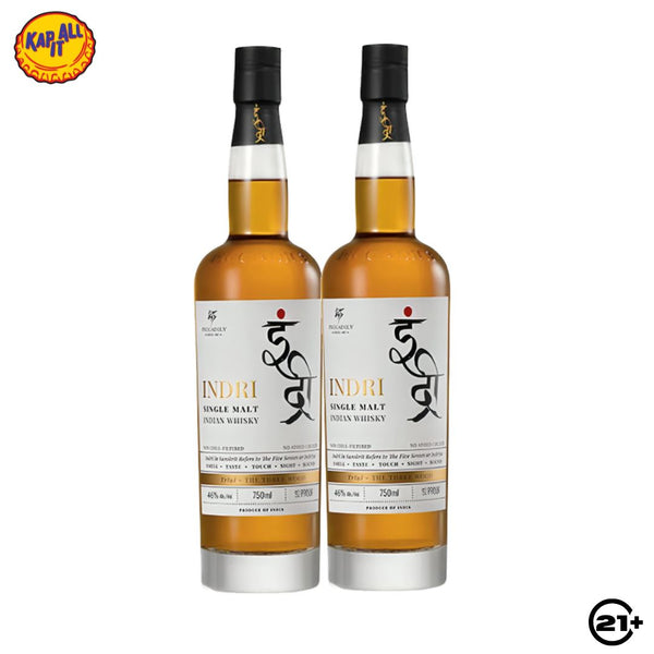 Twin Indri Trini Single Malt Indian Whisky 700ml - 2 Bottles