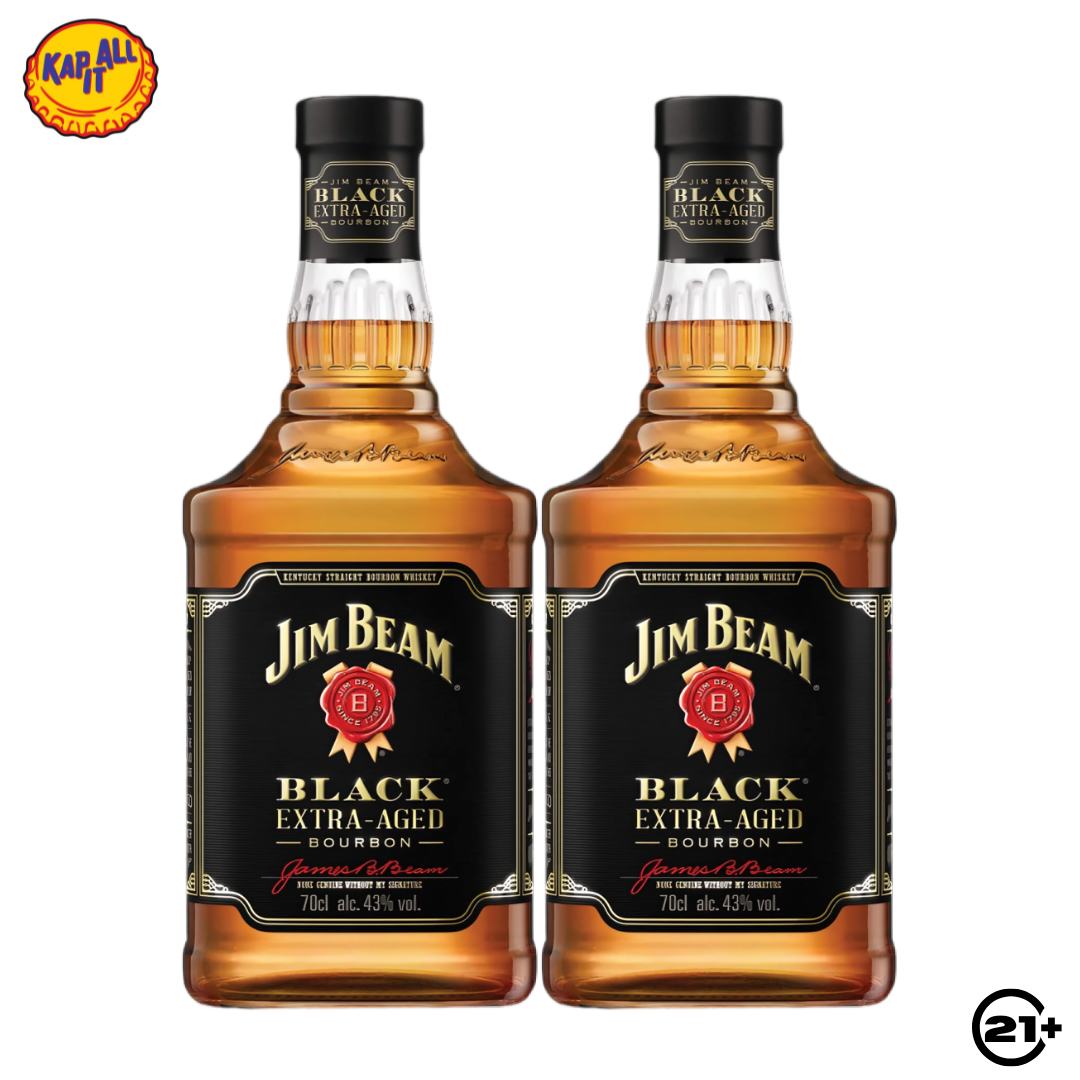 Twin Jim Beam Black Extra Aged Bourbon Whiskey 700ml - 2 Bottles