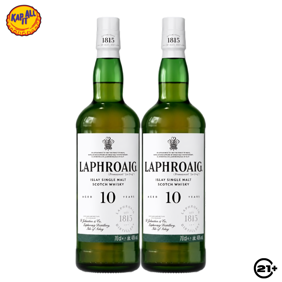 Twin Laphroaig 10 YO Single Malt Scotch Whisky 750ml - 2 Bottles