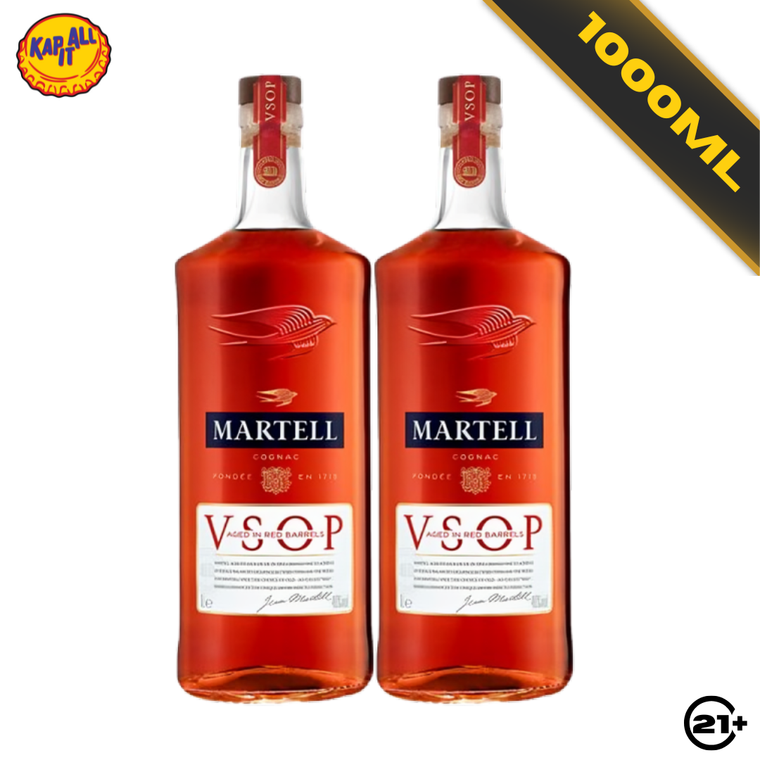 Paket Martell VSOP Red Barrel Cognac 1000ml - 2 Bottles