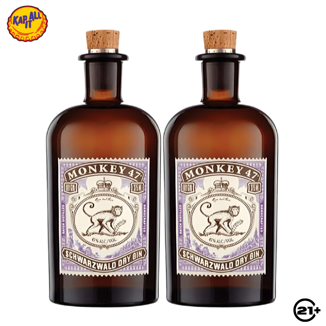 Twin Monkey 47 Schwarzwald Dry Gin 500ml - 2 Bottles