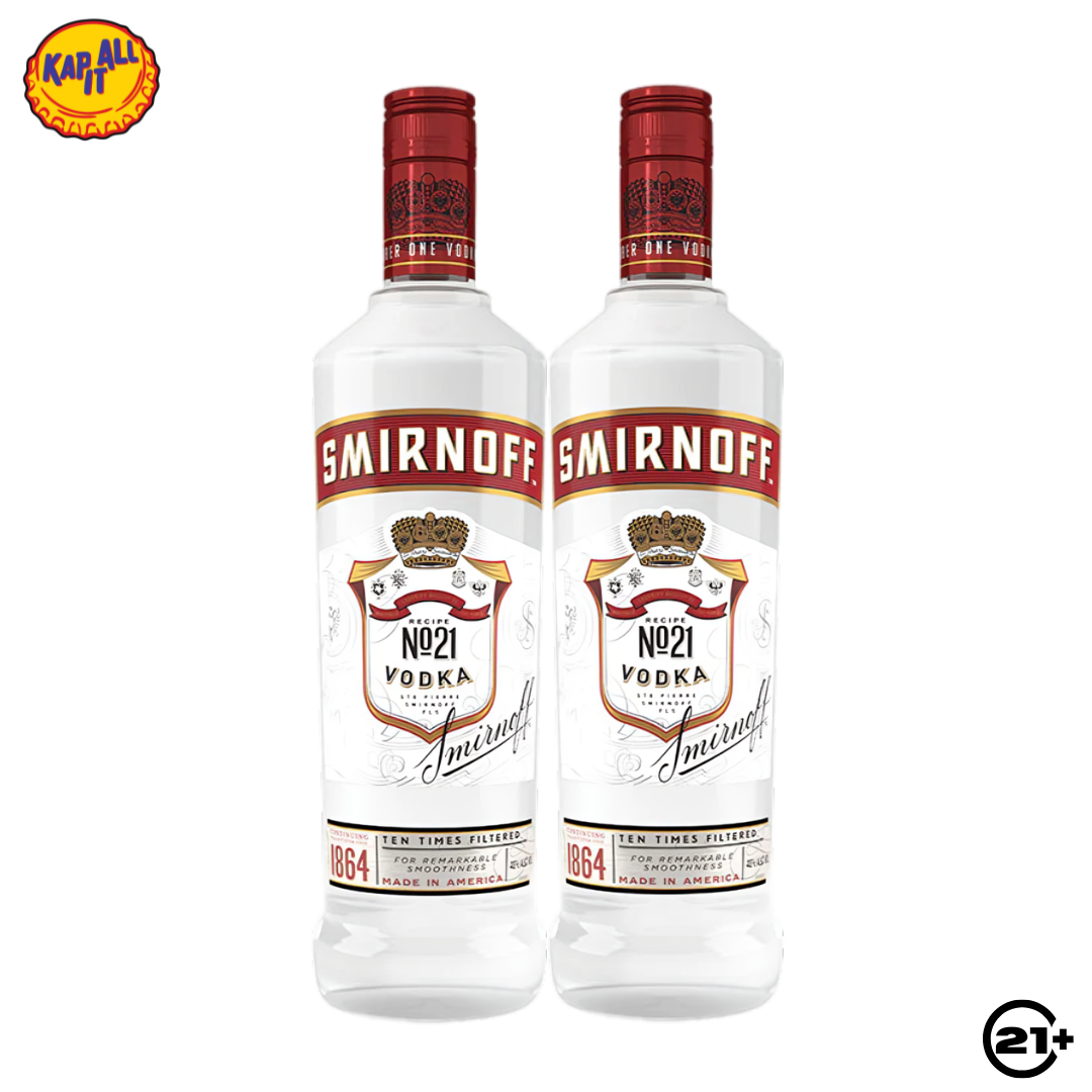 Twin Smirnoff Original Vodka Red 750ml - 2 Bottles